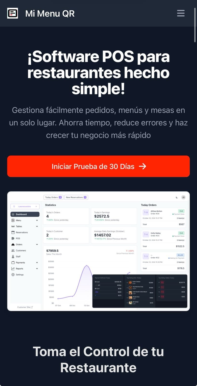 Desarrollo web y plataforma digital Mi Menú QR Online por pro-sites.mx